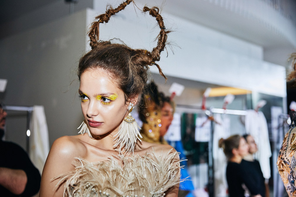 Neville create hair look for Guo Pei show for Fashion In Motion at the V&A,