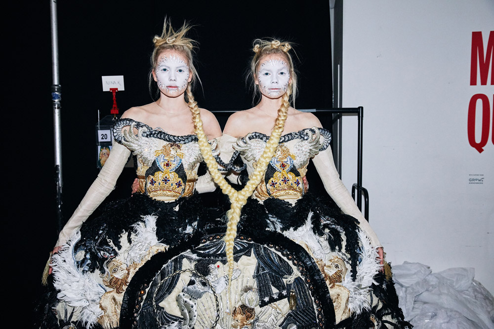 Neville create hair look for Guo Pei show for Fashion In Motion at the V&A,