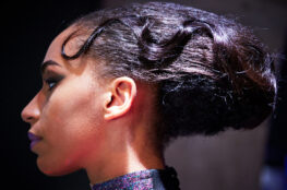 Jack Merrick-Thirlway creates the hair looks for Julien Fournié’s AW23 collection at Paris Haute Couture.