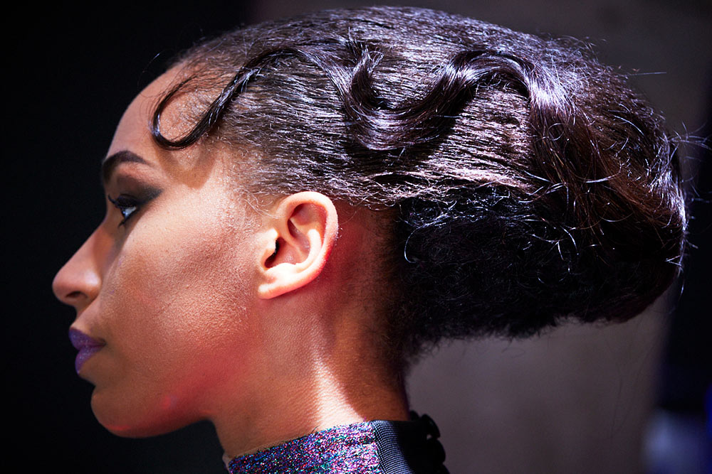 Jack Merrick-Thirlway creates the hair looks for Julien Fournié’s AW23 collection at Paris Haute Couture.